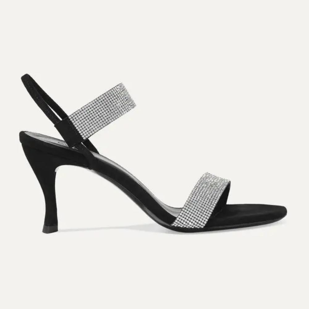 NIB BY FAR Black Suede and Crystal Strappy Slingback Heels EU‎ 40 - Picture 2 of 9